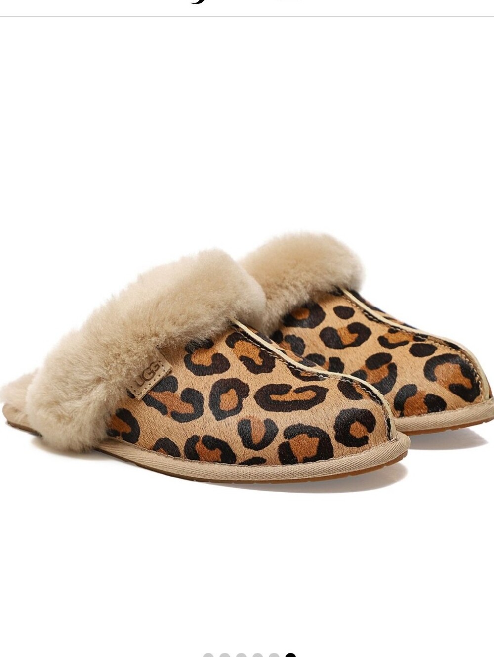 UGG Scuffette Genuine Calf Hair Leopard Print Slippers Shoes Size 8